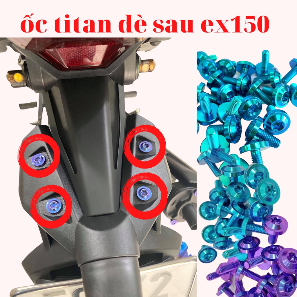 ốc titan gr5 gắn dè sau xe exciter 150 hàng loại đẹp chính hãng bảo hành 1 năm