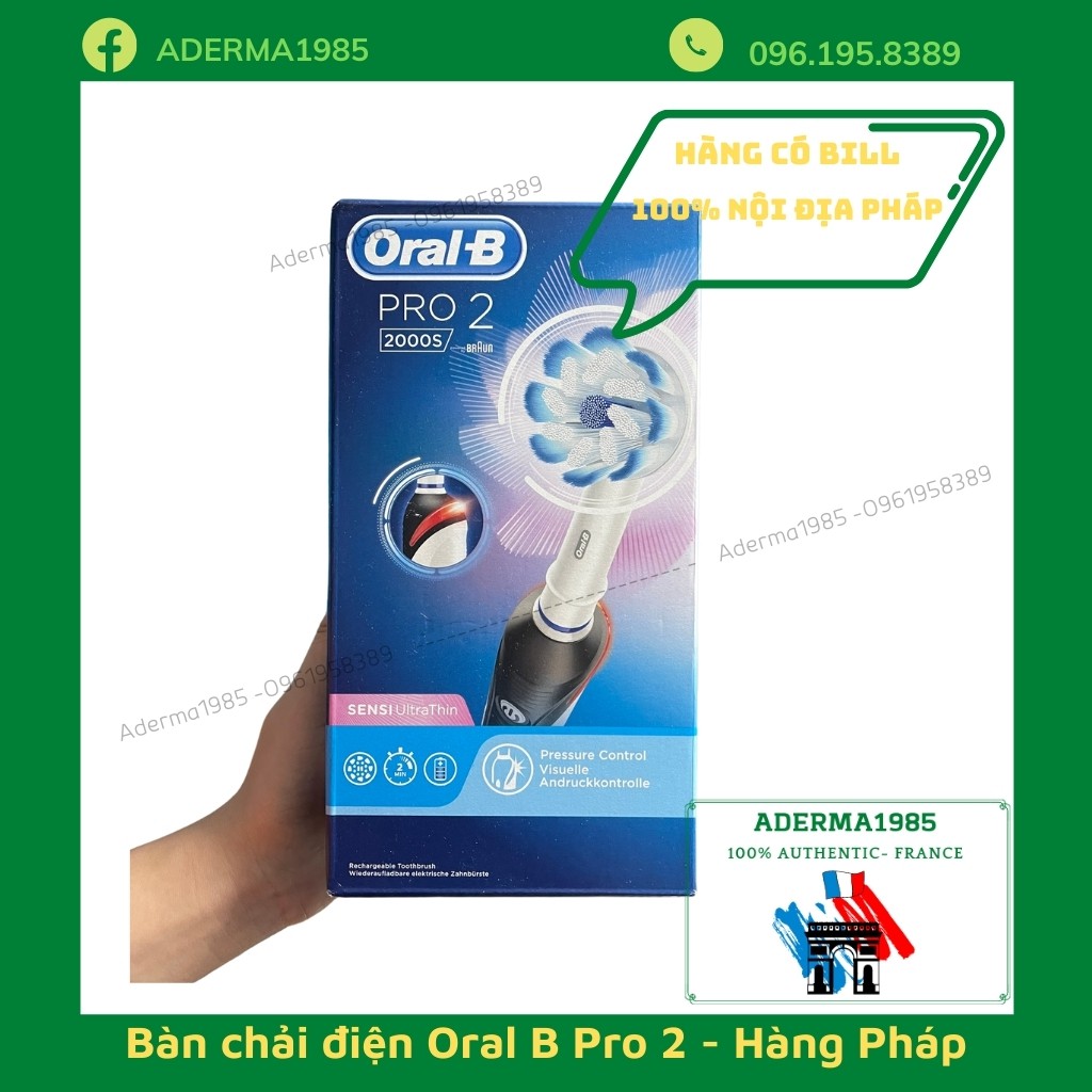 Bàn chải đánh răng điện Oral-B Pro 2 2000S Sensi Ultrathin , oralb pro 2 làm sạch răng, hạn chế viêm nướu - hàng pháp