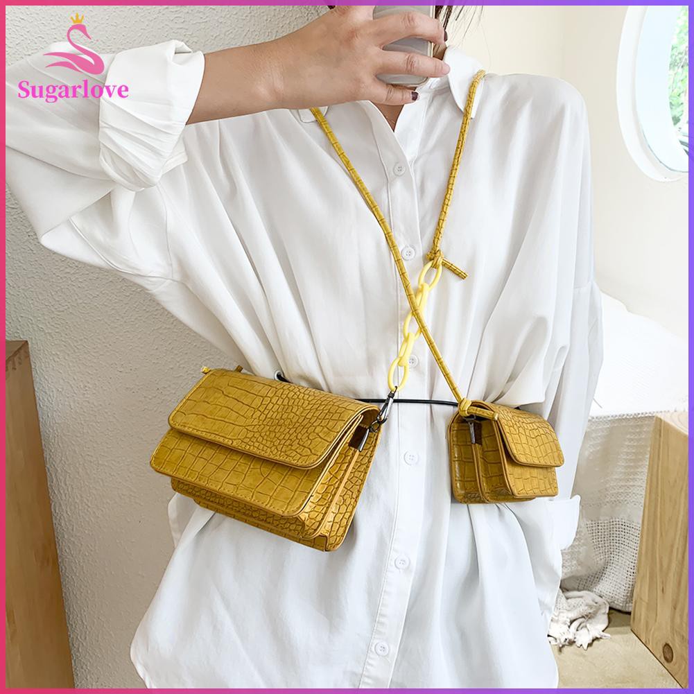 Beautiful ❤SG Solid Crossbody Bag Women Vintage Alligator PU Shoulder Small Money Pouch