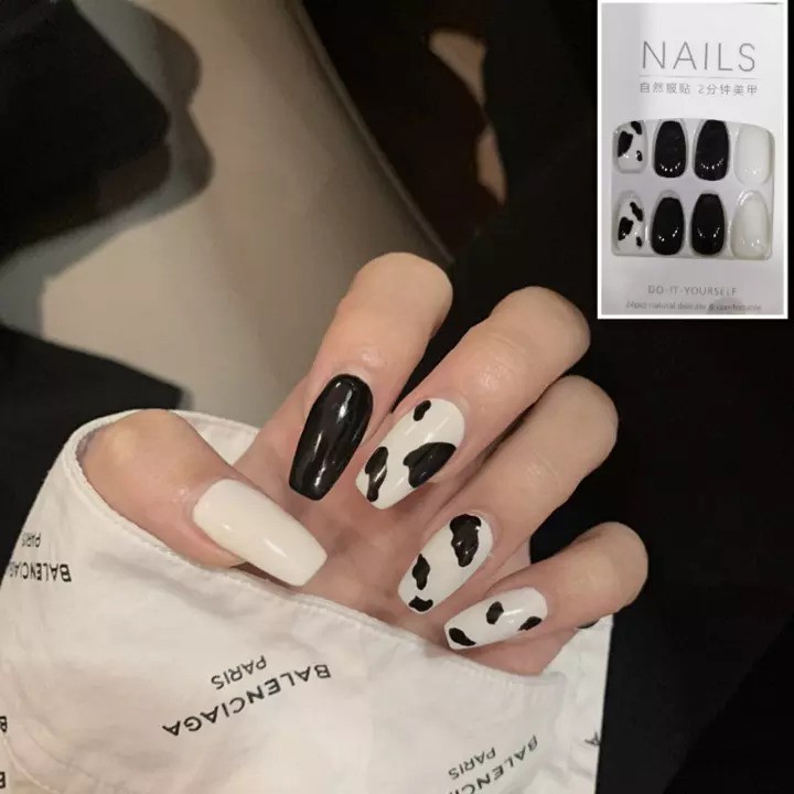 Móng Tay Giả Bò Sữa LCR129 - Nails 24 móng giả kèm keo, tự dán móng tại nhà