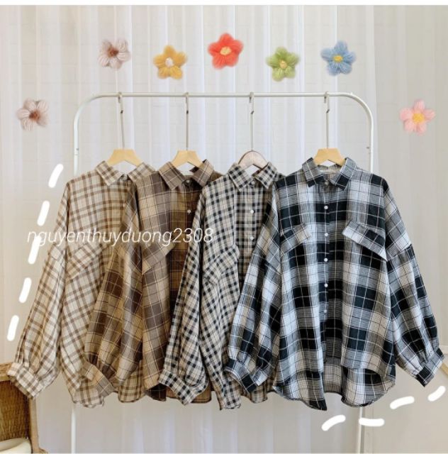 [Ảnh thật/Sẵn]Áo sơmi đèn lồng kẻ caro siêu xinh | BigBuy360 - bigbuy360.vn