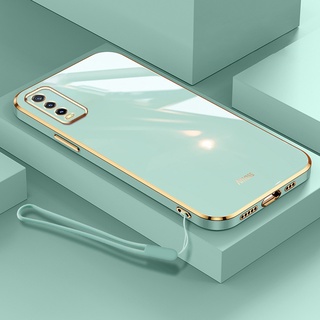Ốp lưng Vivo 2026 Y20 2021 Y12A Y20T Y20S G Y12S 2021 Y20i Y20A Thiết kế mới Ốp lưng điện thoại hình vuông Mạ mềm Vỏ thẳng Cạnh sang trọng Phong cách miễn phí Dây buộc