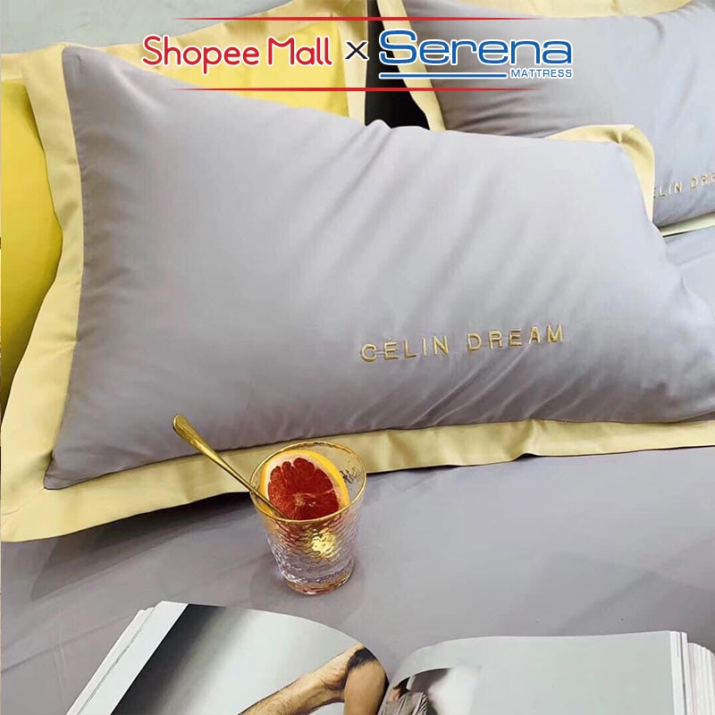 Bộ Chăn Ga Gối Đệm 5 Món Lụa Pháp SERENA Chính Hãng Set Chăn Ra Drap Grap Gối Nệm Đệm Trải Bọc Giường Đẹp Cao Cấp