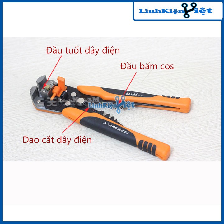 Kìm Tuốt Dây-Bấm Cốt Tự Động Asaki AK-0339