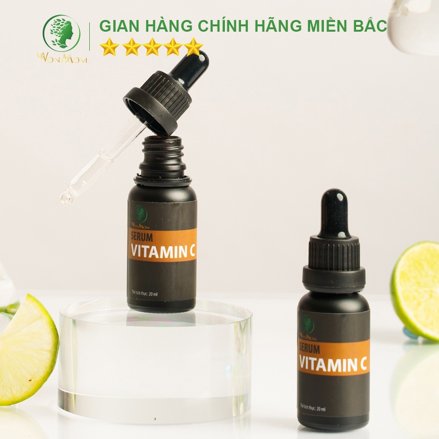Serum vitamin C trắng da, sạch nám từ thảo mộc Wonmom 20ml