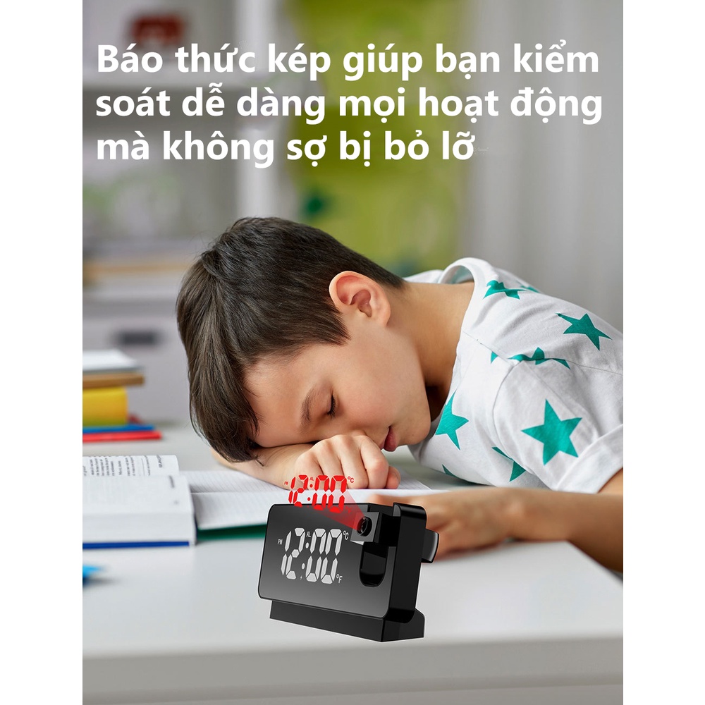 Đồng hồ led kĩ thuật số để bàn có báo thức tích hợp máy chiếu mini có thể chiếu lên tường