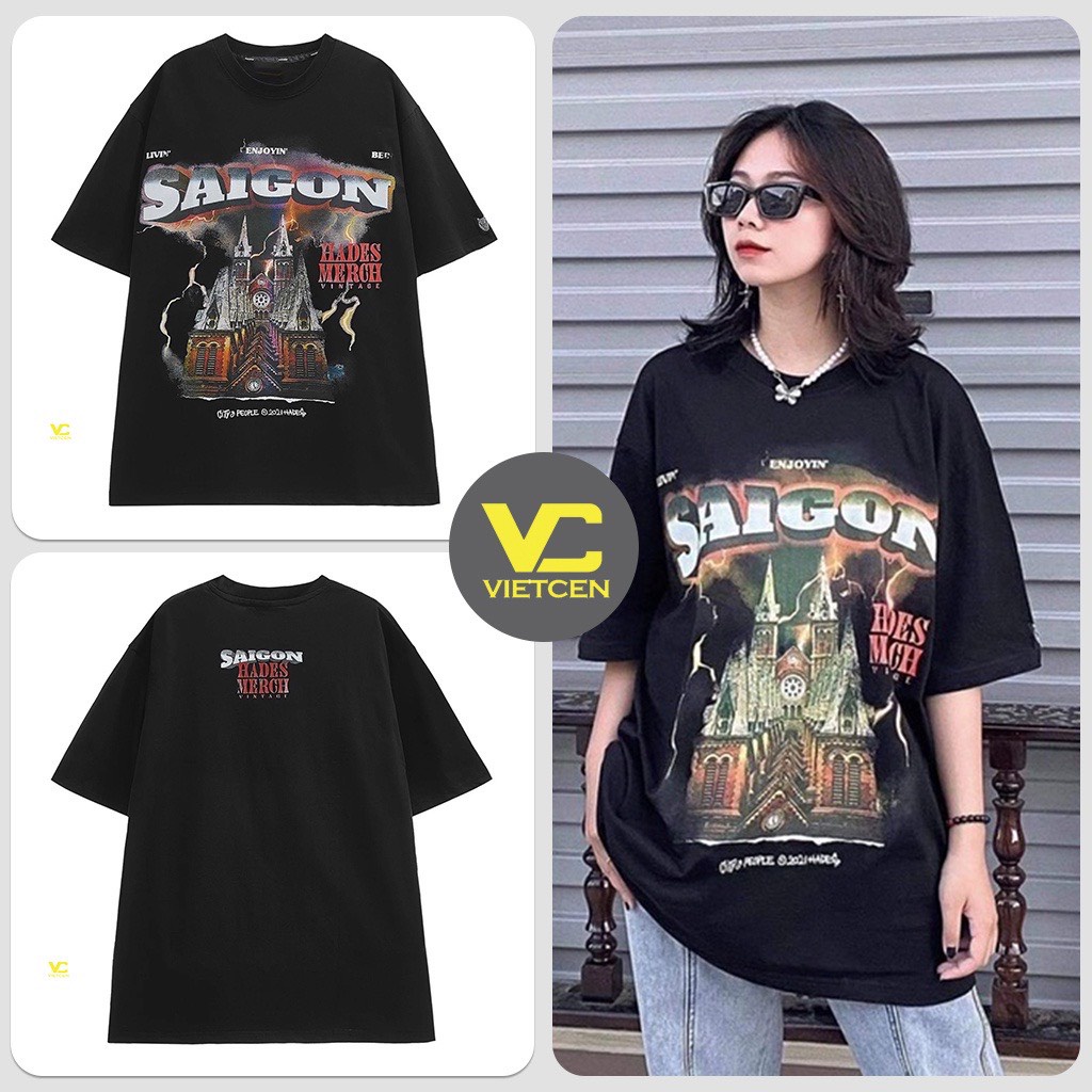 Áo thun nữ Saigon 3d - Áo thun UNISEX form rộng style đường phố, họa tiết Sài gòn in 3D