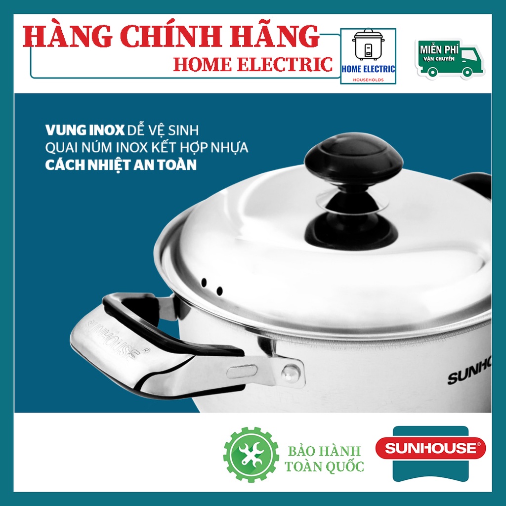 Bộ nồi Sunhouse 3 đáy Cao Cấp ĐÁY TỪ SH333- Cam kết CHÍNH HÃNG ĐỔI TRẢ TRONG VÒNG 7 NGÀY