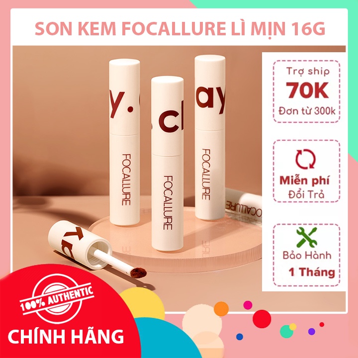 SON KEM FOCALLURE MÀU NHUNG SƯƠNG LÌ MỊN 16G, CHO ĐÔI MÔI QUYẾN RŨ, MỀM VÀ MỊN NHƯ NHUNG, SIÊU CHỐNG THẤM