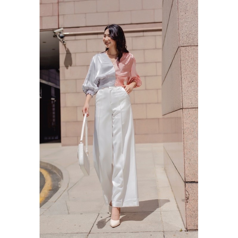 Quần clothesrack suông lé mí trắng all white