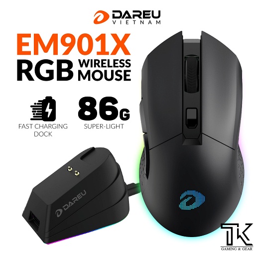 Chuột DareU EM901X RGB Superlight Wireless Black