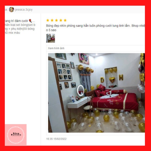 Set bóng bay trang trí phòng cưới, phòng tân hôn màu vàng c37 🎈Tặng combo 3 chữ hỷ + cánh hoa lụa trang trí phòng cưới