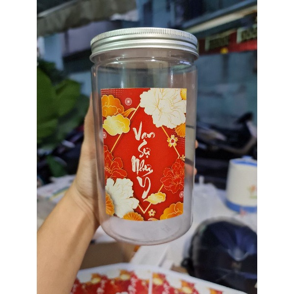 12 Tem Decal Dán Hủ Mứt - Bánh Tết - Chữ "VẠN SỰ NHƯ Ý" Siêu Sang KT 7x10cm
