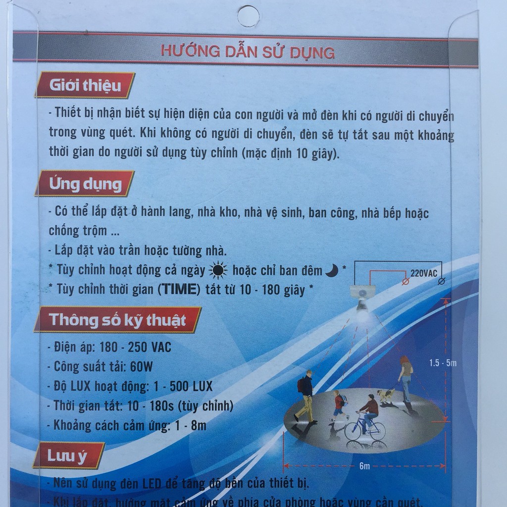 Đui đèn cảm ứng hồng ngoại tự động bật tắt khi có người bảo hành 12 tháng