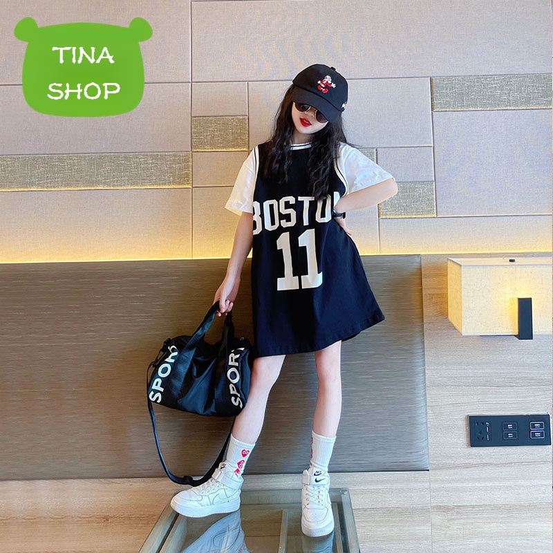 Váy Cho Bé Gái | Váy Cô Gái Tinashop | Áo Thun Dáng Dài Thiết Kế Mới Thời Trang Mùa Hè Dành Cho Bé | Đầm Ngắn Tay Giả Hai Lớp Xinh Xắn Dành Cho Nữ | Đồ Thể Thao Đường Phố Hợp Thời Trang