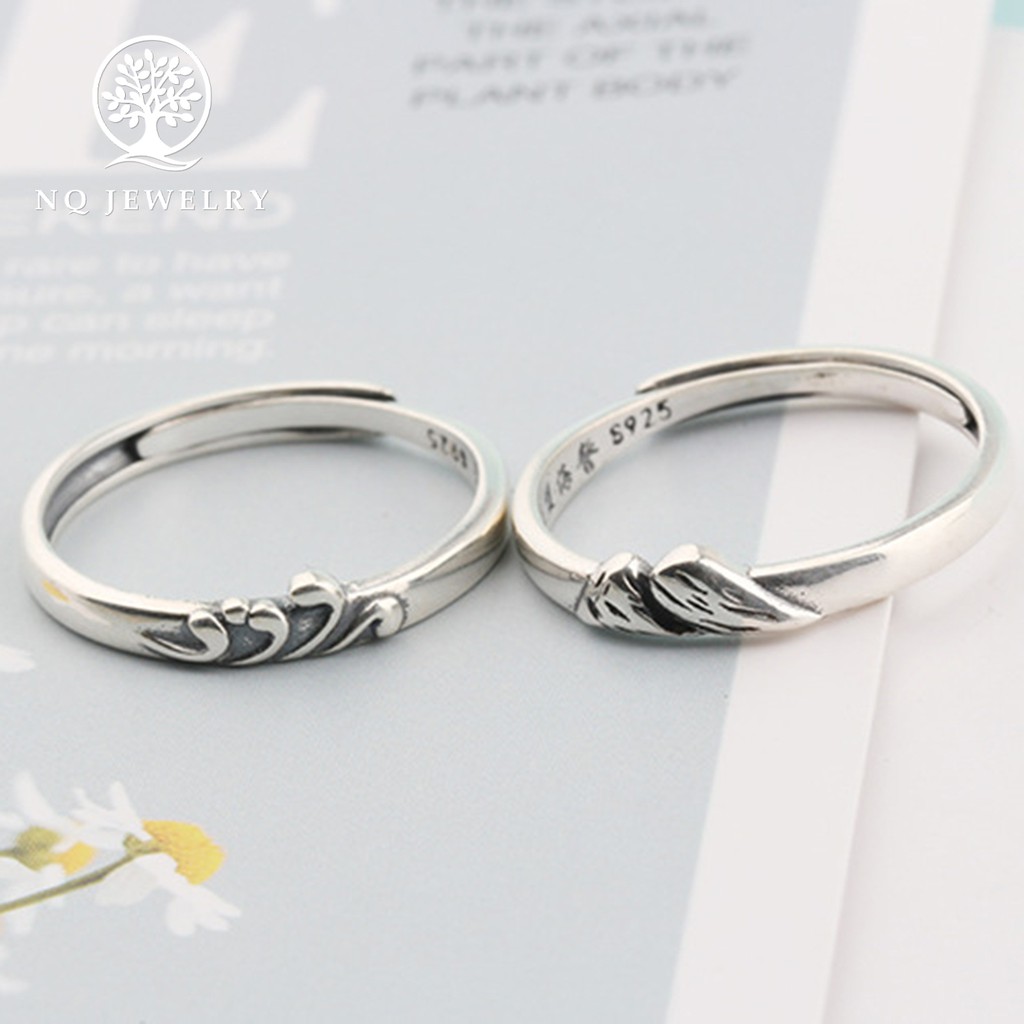 Nhẫn bạc cặp nam nữ Núi và Biển Free Size - NQ Jewelry