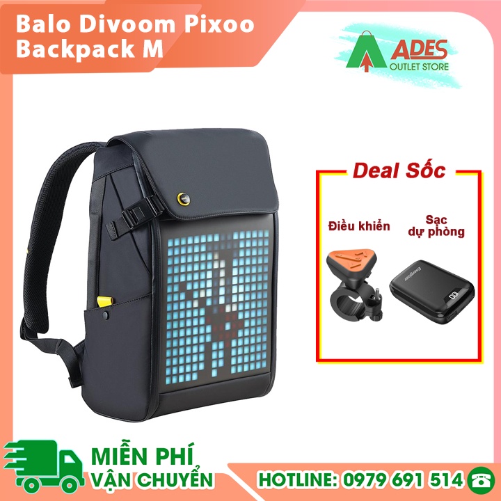 Balo Divoom Pixoo Backpack-M màn hình LED thông minh, sáng tạo - Bảo Hành Chính Hãng
