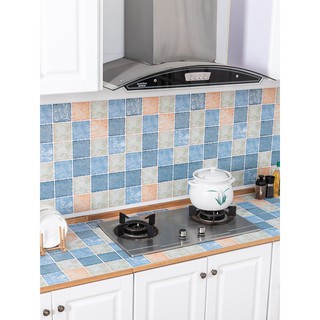 Decal dán bếp kẻ ô caro tráng nhôm, Giấy dán bếp chống dính có keo sẵn khổ 60cm*5m