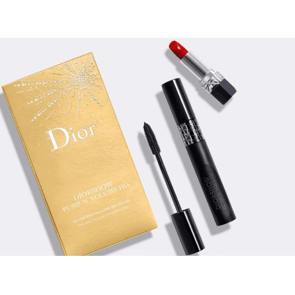 [Chỉ Bán Hàng Auth] Set Quà Tặng Diorshow Pump 'N' Volume HD Mascara Full Size & Lipstick 999 Rouge Mini Size