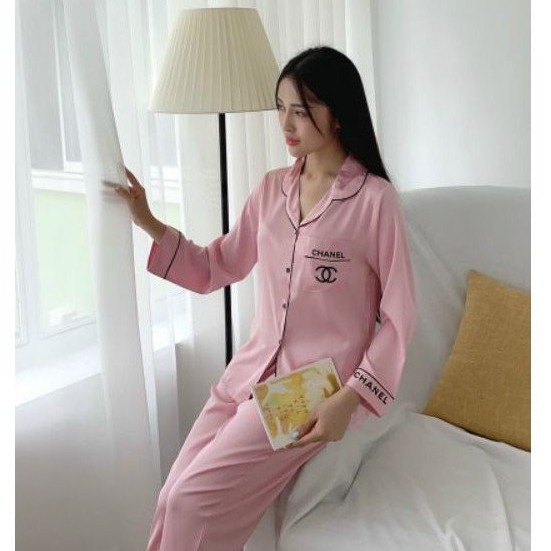 Đồ Bộ Pyjama Mặc Nhà Đồ Ngủ Lụa Latin Mềm Mịn Mát Quần Dài Tay Dài Đủ Size