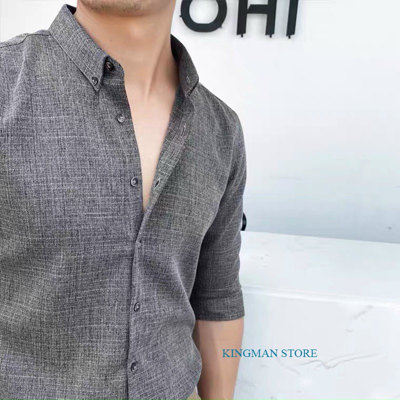 Áo Sơ Mi Nam Vải Đũi Cao Cấp, Áo Sơ Mi Ca Rô Dài Tay Chất Liệu Đũi Mềm Mịn Không Nhăn Mặc Rất Thoáng Mát - KINGMAN STORE | BigBuy360 - bigbuy360.vn