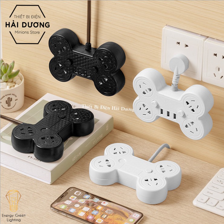 Ổ Cắm Điện Thông Minh Hình Xương OD-816 Chuyển Đổi Đa Chức Năng - Có Đầu Cắm USB Chuẩn Sạc An Toàn -Tặng kèm phích