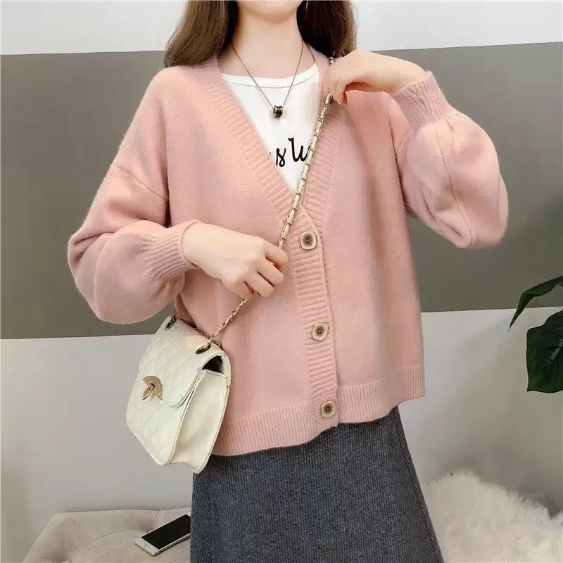 [Có sẵn] Áo cardigan sợi dệt chất đẹp, áo len mỏng bo ống tay, cổ V nhiều màu hàn quốc dành cho nữ - shopbelinh