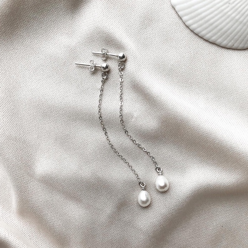 Bông tai dây dài bạc Wind Melody Handmade Míya Jewellery