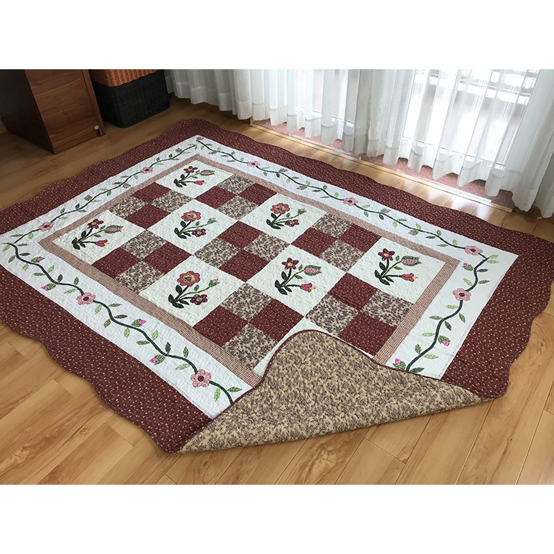 Thảm trải sàn , ghế sofa chất liệu 100% cotton chần - ghép, mặt dưới có hạt chống trượt có thể giặt tay hay giặt máy