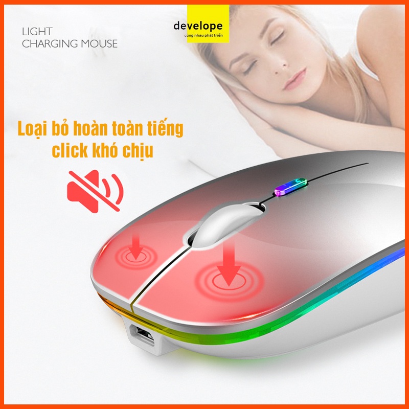 Chuột không dây cute  sạc điện DEVELOPE Inphic M1P dòng silent pin sạc 1 lần dùng 4 tuần cho máy tính laptop pc