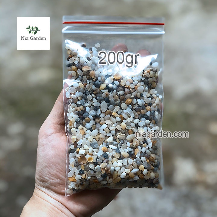 Sỏi tự nhiên xanh vàng size 3-5mm trang trí bể cá rải gốc chậu cây Nia Garden N6