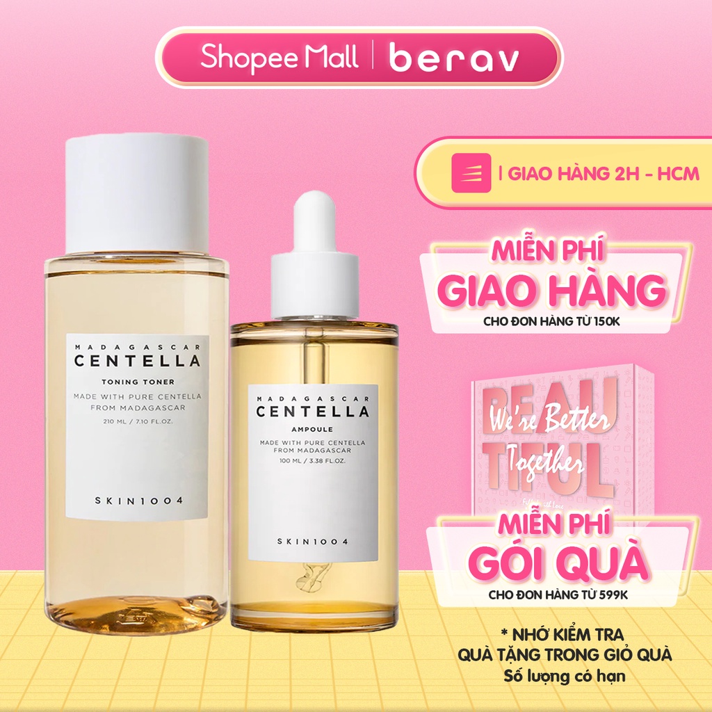 Bộ Toner + Serum Giảm Mụn Chiết Xuất Rau Má Skin1004 Madagascar Centella