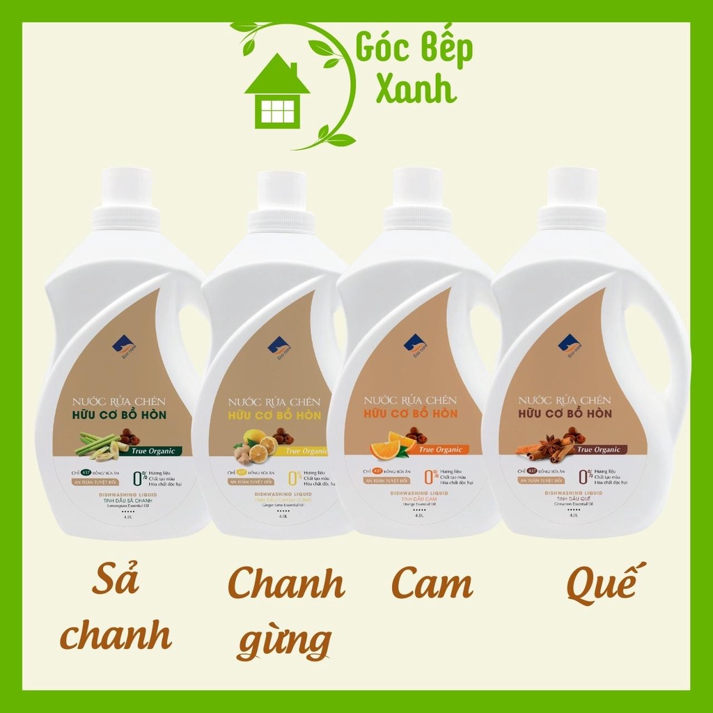 Nước rửa chén ecocare hữu cơ bồ hòn với tinh dầu thiên nhiên, can 4 lít - ảnh sản phẩm 5