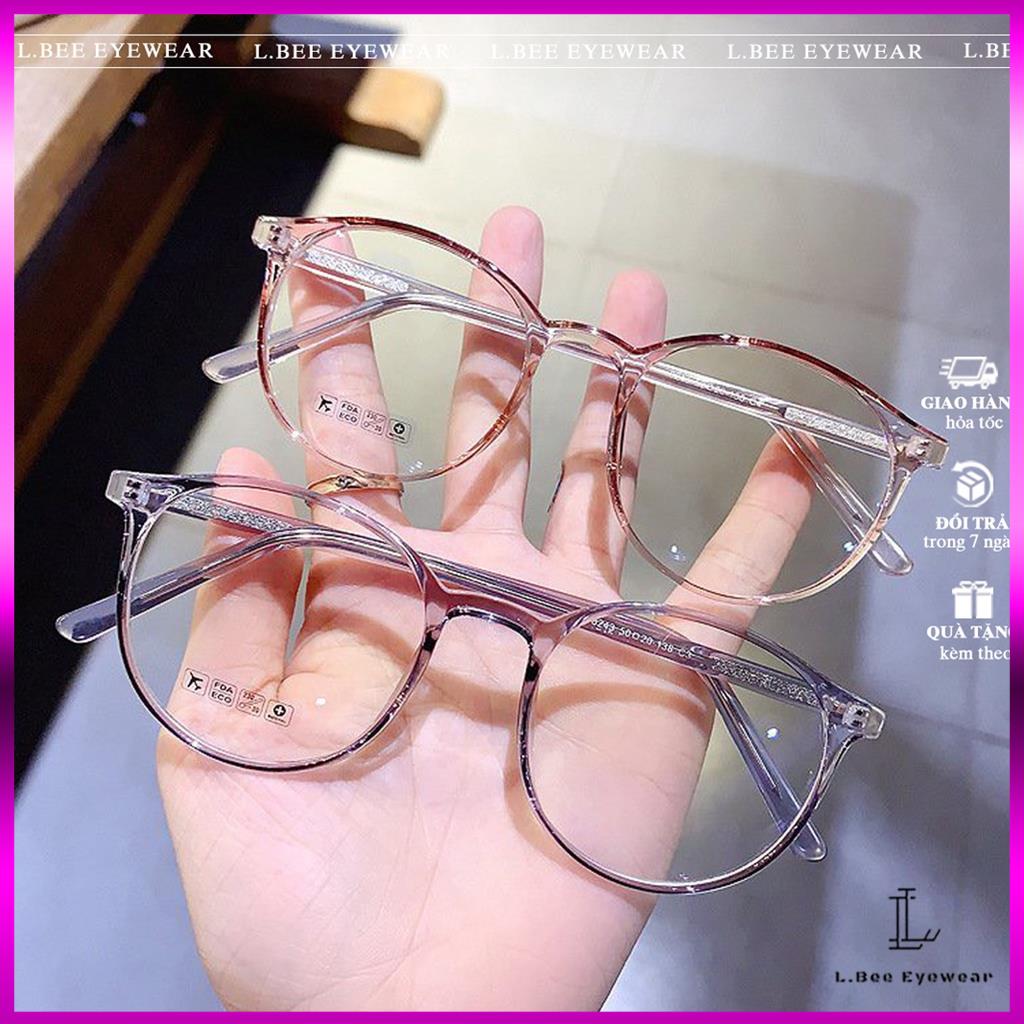 Gọng kính mắt cận tròn nam nữ thời trang Unisex L.BEE EYEWEAR, mắt kính trong suốt chất liệu nhựa cao 82LB43 M35
