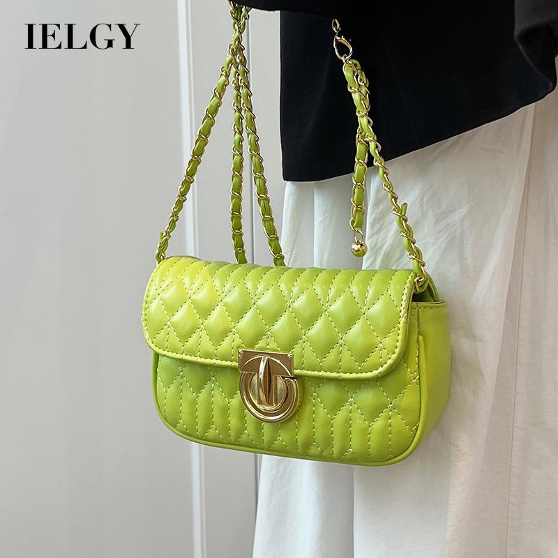 Ielgy Túi Xách Vuông Nhỏ Kết Cấu Nổ Cao Cấp Phối Dây Xích Đeo Vai Phổ Biến Dành Cho Bạn Nữ
