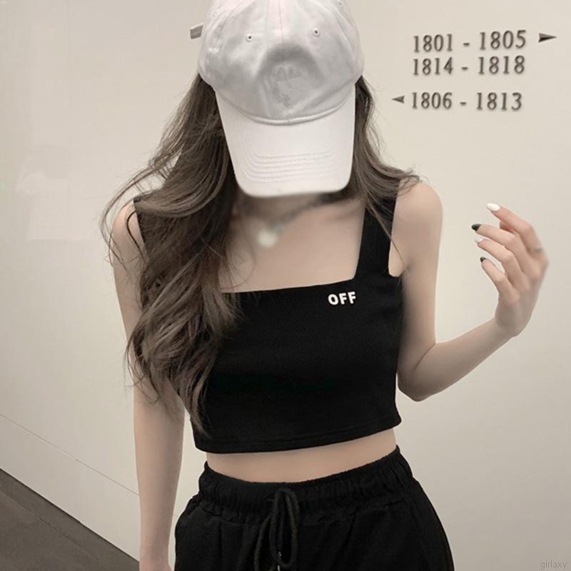 Áo ba lỗ dệt kim phối họa tiết chữ thời trang Hàn Quốc trẻ trung cho nữ