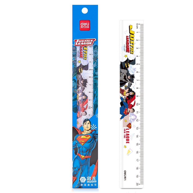 Thước nhựa Deli in hình siêu nhân - 15/20cm - 79759/79760