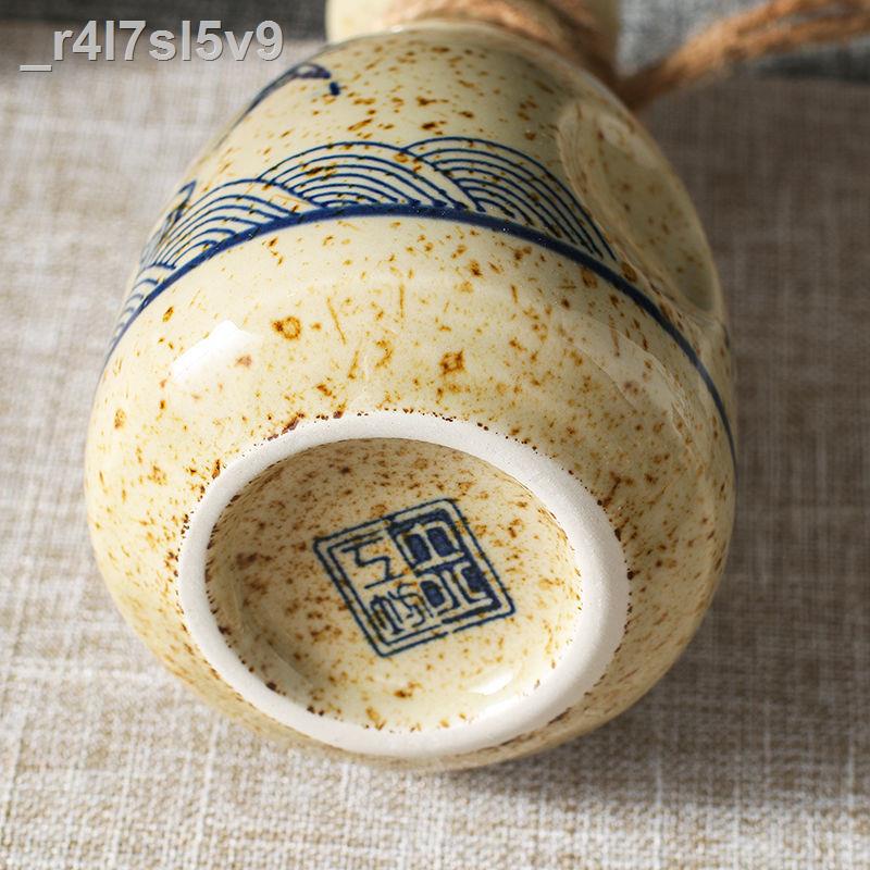 Rượu sake phong cách cổ điển Nhật Bản bộ chia rượu gốm sứ ấm hơn rượu trắng ly rượu mạnh rượu shochu bình rượu màu vàng