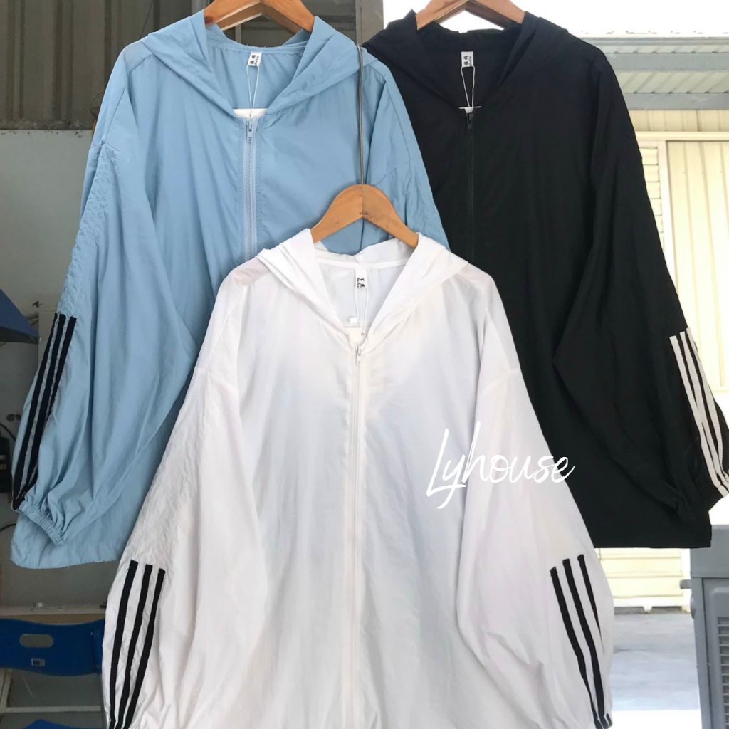 Áo khoác gió nữ form rộng tay sọc form siêu to