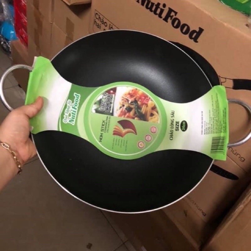 Chảo hai quai lòng sâu 34cm green cook