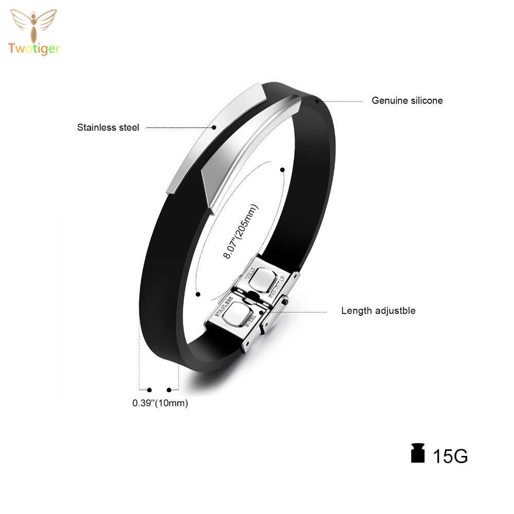 Vòng tay silicon và thép không gỉ thiết kế đơn giản thời trang cho nam