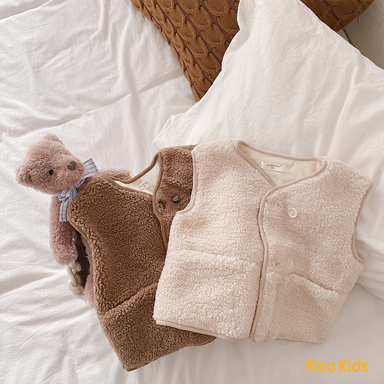 Áo gile lông cừu trần bông cho bé gái từ 8-30kg mã F040-N