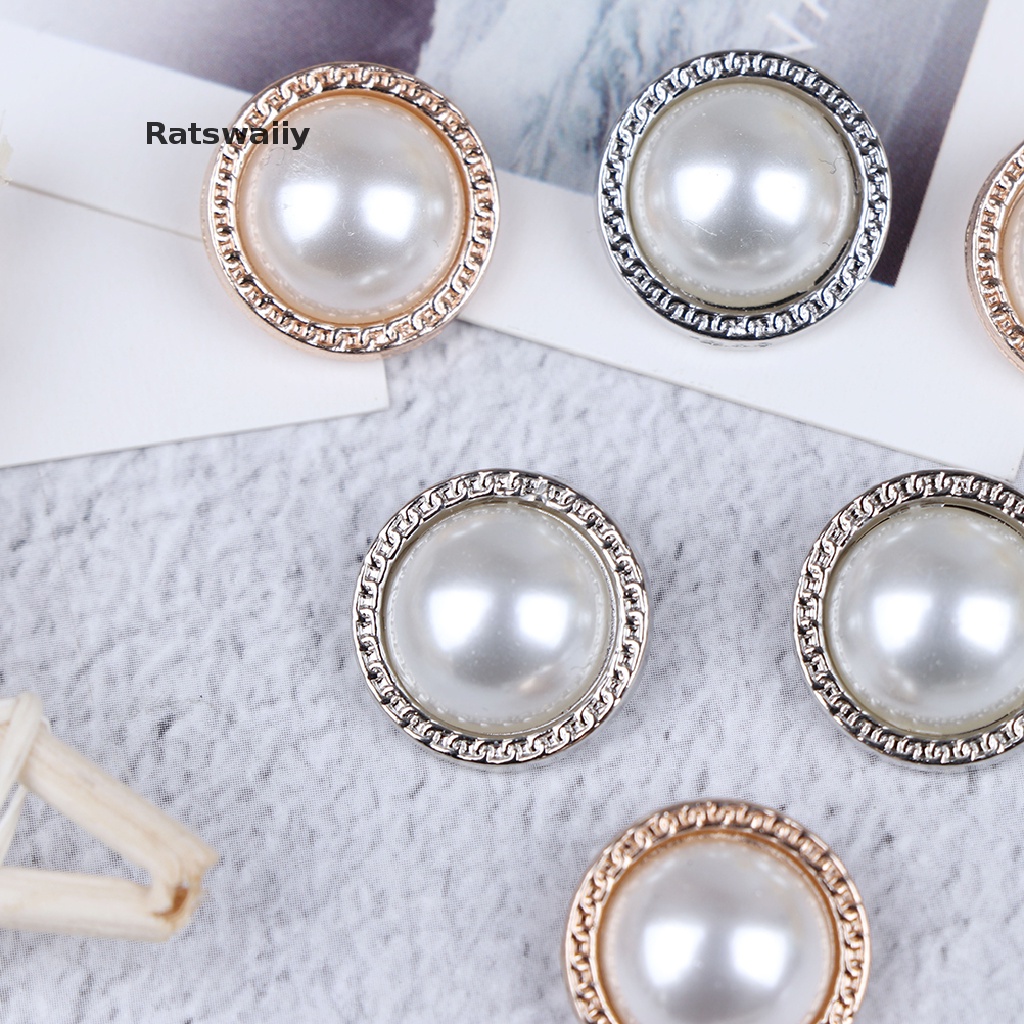 Set 10 nút áo đính ngọc trai giả bằng kim loại