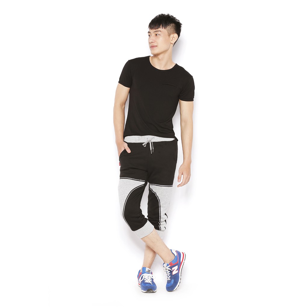 Quần lửng jogger nam phối xám đen Phúc An 1018