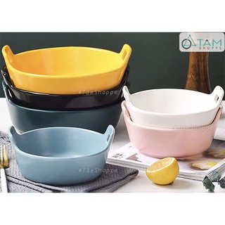 Chảo gốm sứ cao cấp tròn vành rộng 2 quai trơn màu Nordic Style CỠ NHỎ TAN