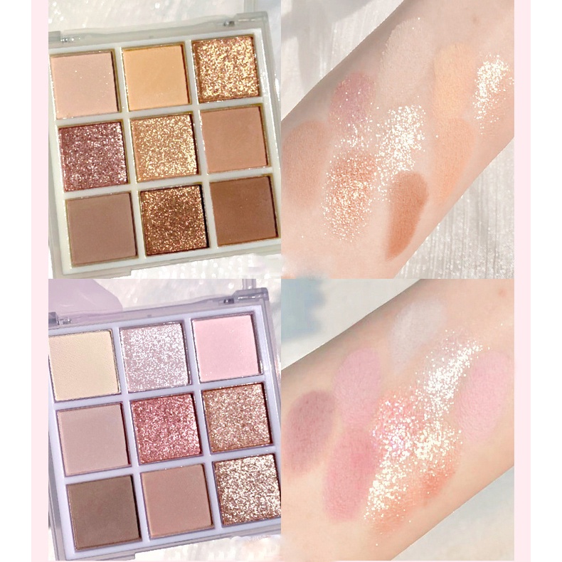 Bảng phấn mắt 9 màu lì/nhũ ngọc trai không dễ tẩy trang thiết kế hộp sữa Galaxy