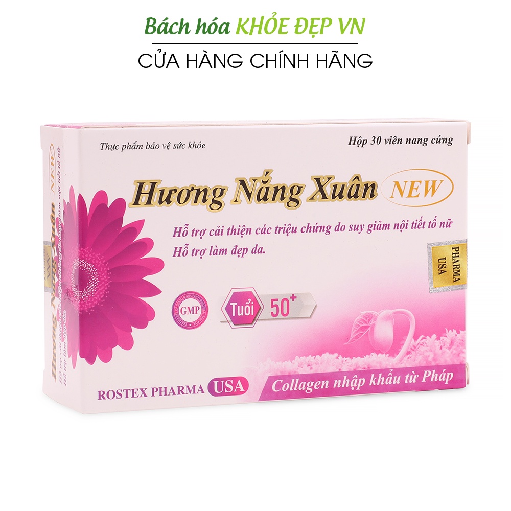 Hương Nắng Xuân bổ sung collagen, mầm đậu nành đẹp da, tăng nội tiết tố - 30 viên [Hương Nắng Xuân New Hồng]