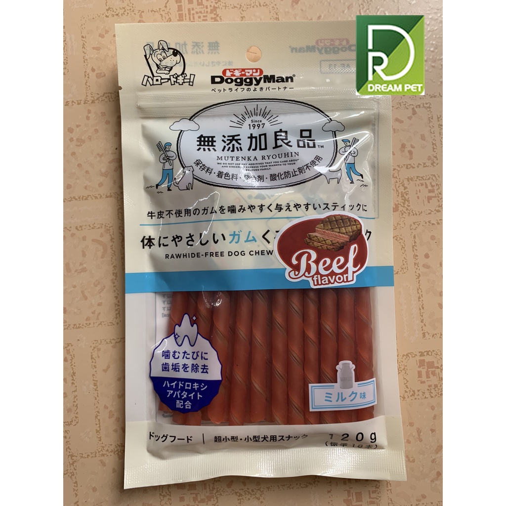 Bánh thưởng que gặm hương bò cho chó 120g - Que gặm hương thịt bò DoggyMan 81937