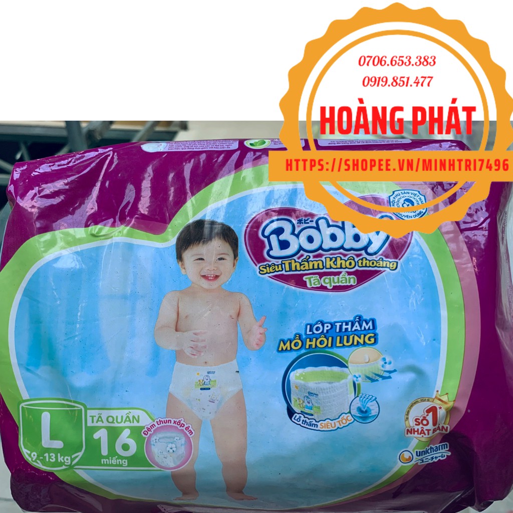 Tã quần Bobby Siêu thấm khô thoáng size L 16 miếng, 38 miếng, 52 miếng và 68 miếng