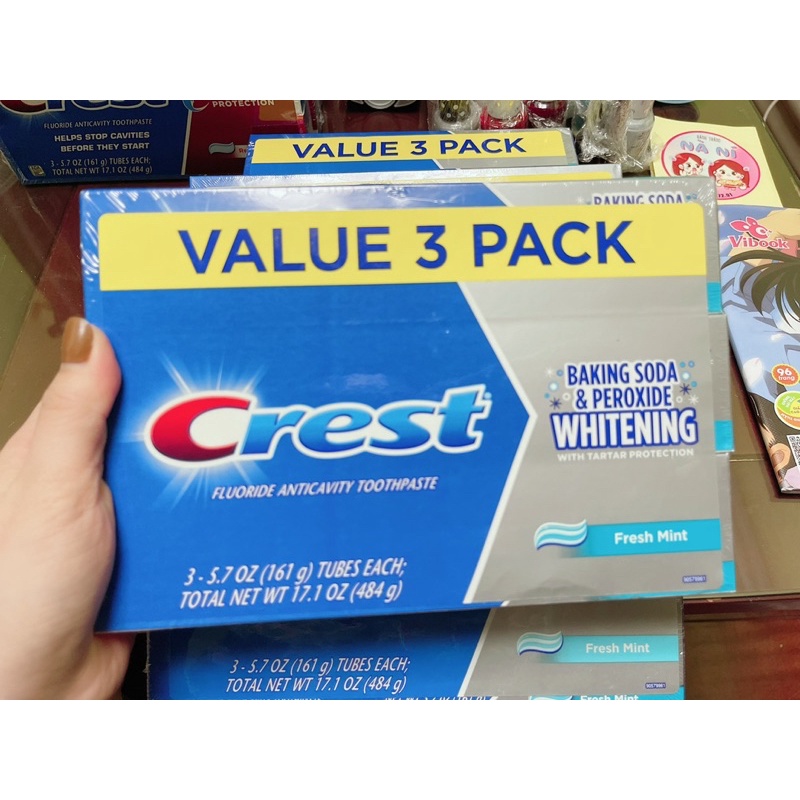 Kem Đánh Răng ,Trắng Răng Crest Baking Soda whitening 161gr date 2025 (1 lốc 3cây)